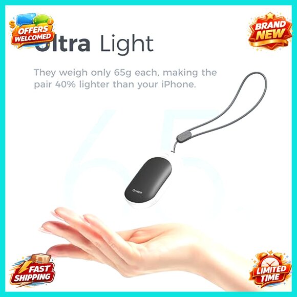 Ultrathin Rechargeable Hand Warmers 2 Pack, Portable Pocket-Sized Heater for - Picture 3 of 6